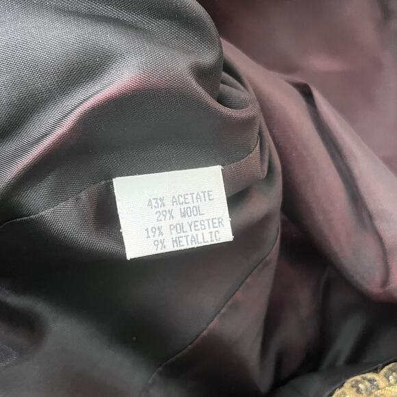 Kay Unger Blazer Jacket 4 Green Metallic Paisley Wool Blend Crop Art Old Money - Picture 7 of 10